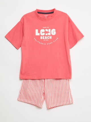 Conjunto de pijama corto camiseta + pantalón corto - 2 piezas