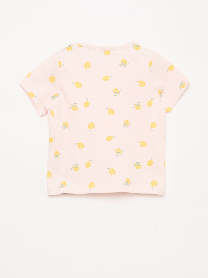 Conjunto de pijama corto camiseta + pantalón corto - 2 piezas Rosa - Kiabi