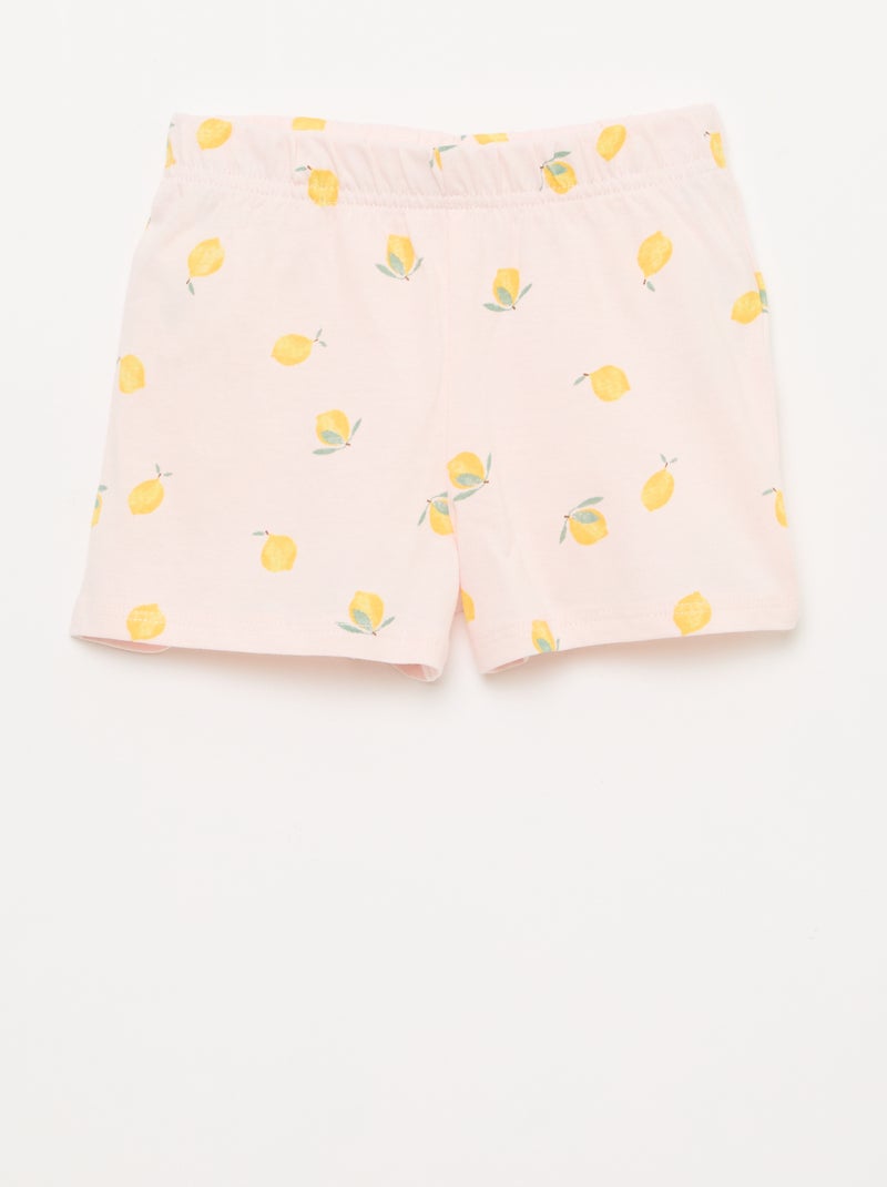 Conjunto de pijama corto camiseta + pantalón corto - 2 piezas Rosa - Kiabi