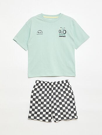 Conjunto de pijama corto camiseta + pantalón corto - 2 piezas