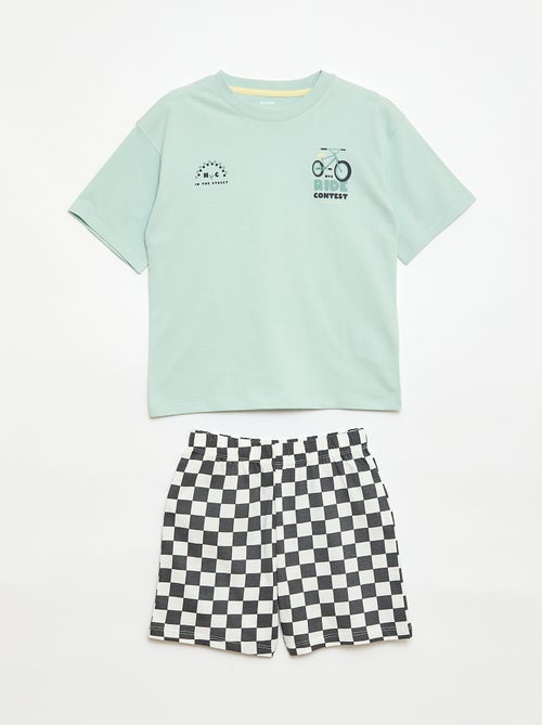 Conjunto de pijama corto camiseta + pantalón corto - 2 piezas - Kiabi