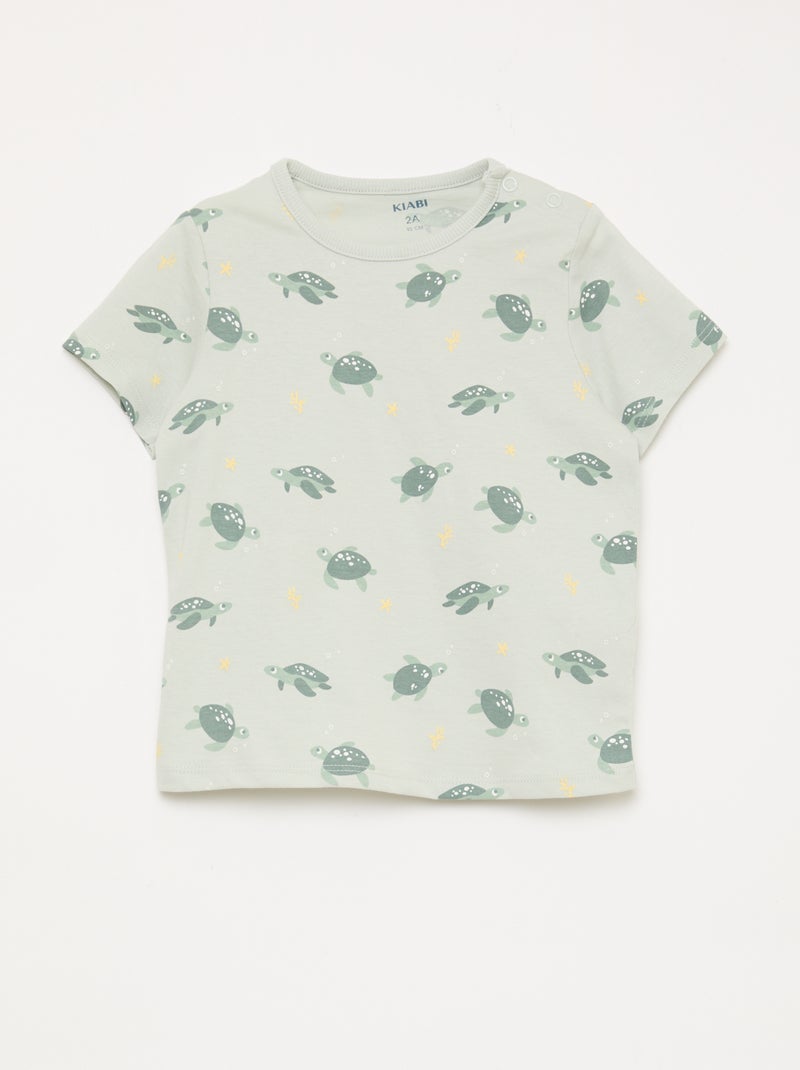 Conjunto de pijama corto camiseta + pantalón corto - 2 piezas Verde - Kiabi
