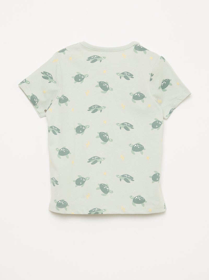 Conjunto de pijama corto camiseta + pantalón corto - 2 piezas Verde - Kiabi