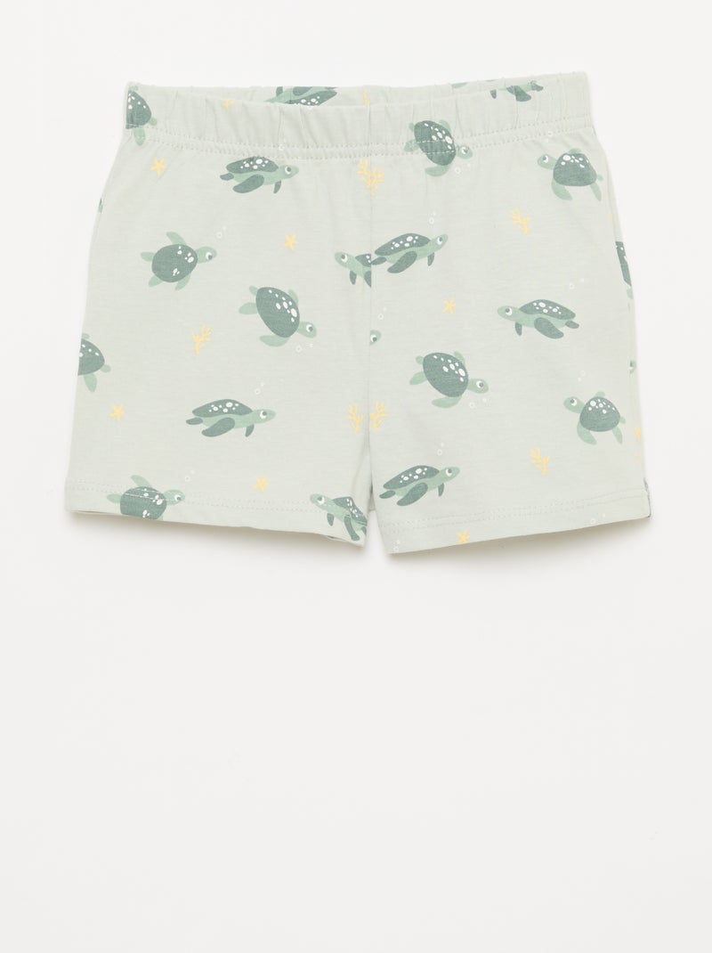 Conjunto de pijama corto camiseta + pantalón corto - 2 piezas Verde - Kiabi
