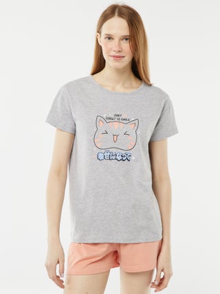 Conjunto de pijama corto con camiseta + short - 2 piezas