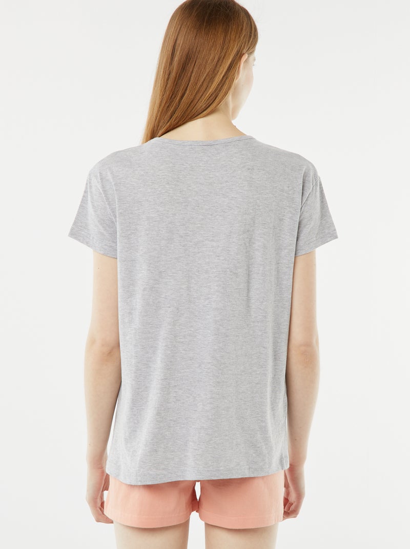 Conjunto de pijama corto con camiseta + short - 2 piezas GRIS - Kiabi