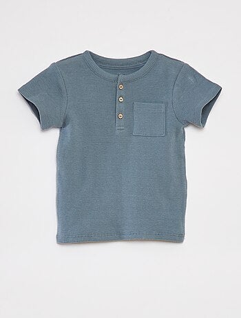 Conjunto de pijama corto con camiseta + short de punto gofrado - 2 piezas