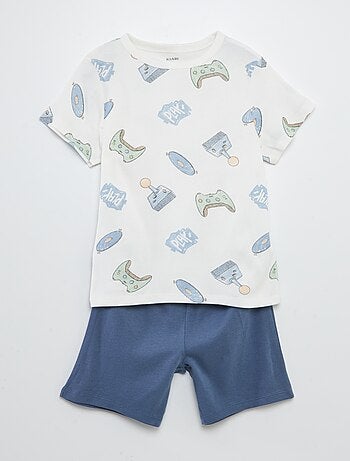 Conjunto de pijama corto con camiseta + short estampado - 2 piezas