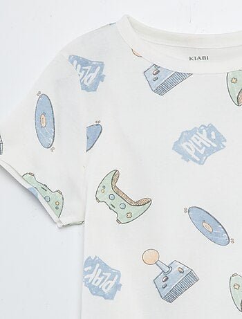 Conjunto de pijama corto con camiseta + short estampado - 2 piezas