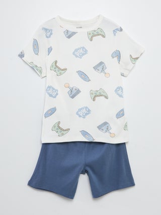 Conjunto de pijama corto con camiseta + short estampado - 2 piezas