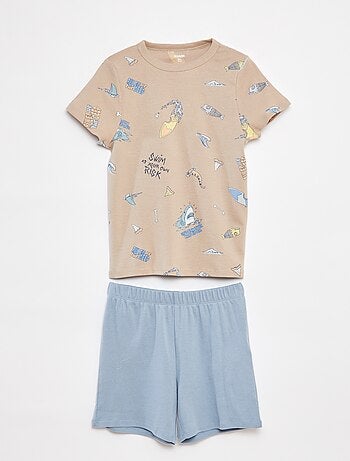 Conjunto de pijama corto con camiseta + short estampado - 2 piezas