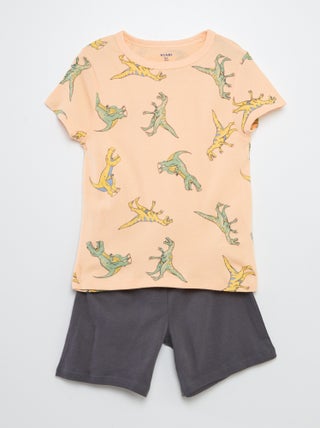 Conjunto de pijama corto con camiseta + short estampado - 2 piezas
