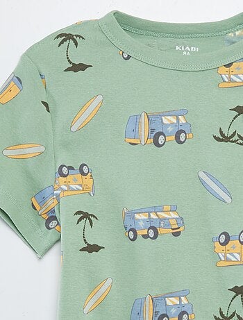 Conjunto de pijama corto con camiseta + short estampado - 2 piezas