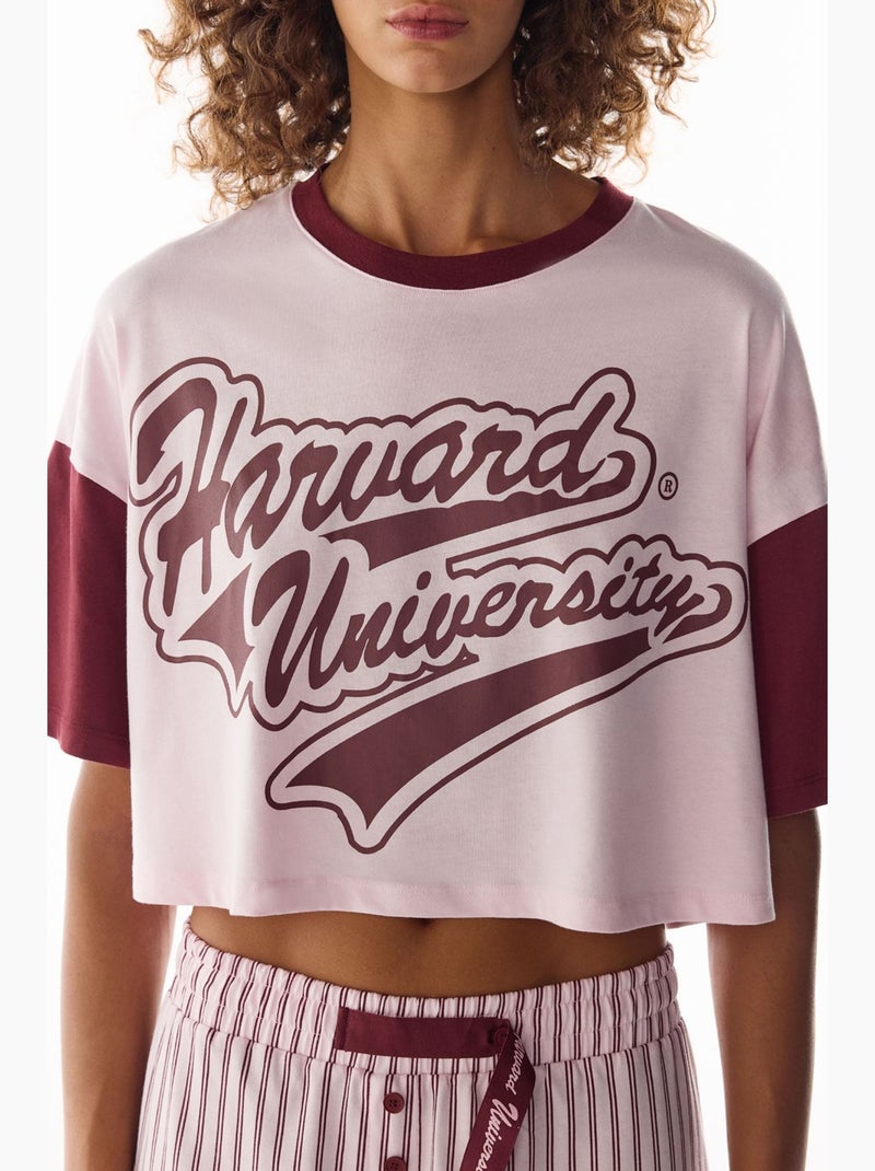 Conjunto de pijama corto de manga corta harvard graffiti estampado penti Rojo burdeos - Kiabi
