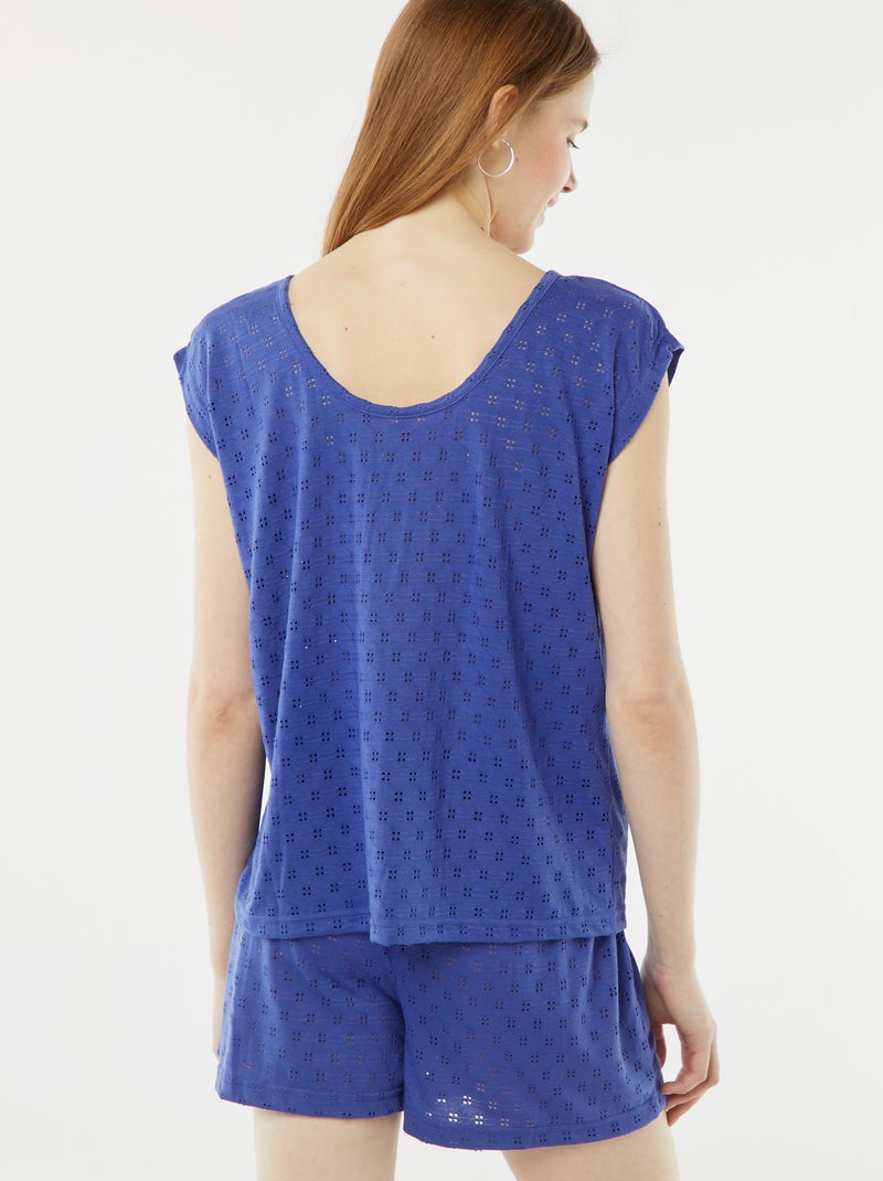 Conjunto de pijama corto de punto Pantalón corto + camiseta - 2 piezas AZUL - Kiabi