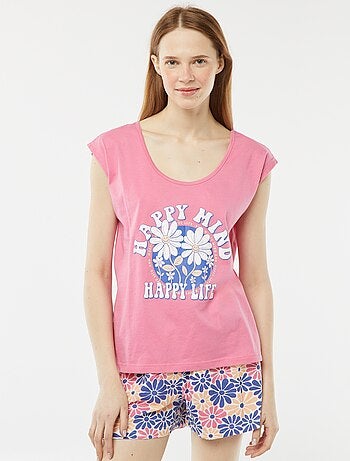 Conjunto de pijama corto de punto Pantalón corto + camiseta - 2 piezas