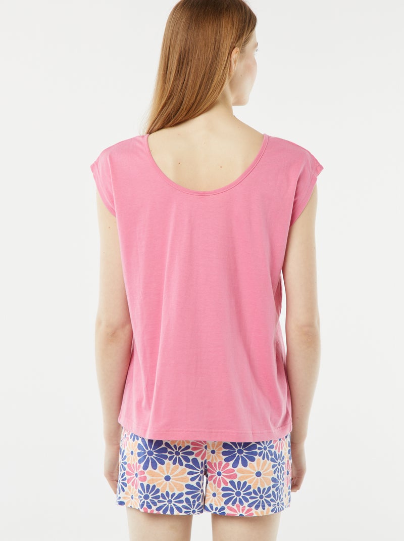 Conjunto de pijama corto de punto Pantalón corto + camiseta - 2 piezas ROSA - Kiabi