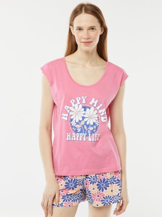 Conjunto de pijama corto de punto short + camiseta - 2 piezas