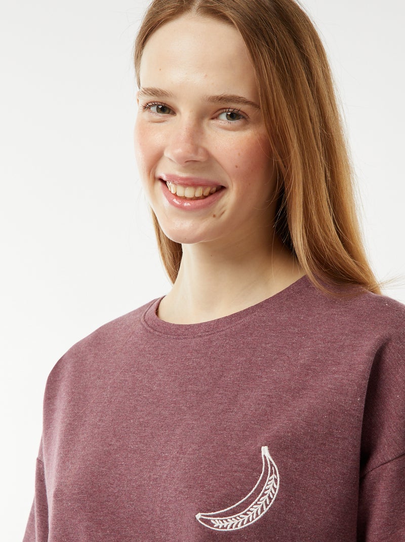 Conjunto de pijama corto short + camiseta con bordado - 2 piezas PURPURA - Kiabi