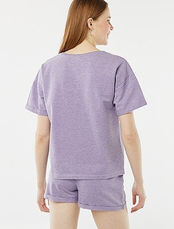 Conjunto de pijama corto short + camiseta con bordado - 2 piezas