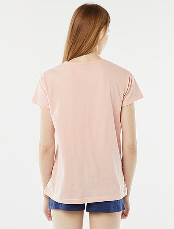 Conjunto de pijama corto short + camiseta estampada - 2 piezas