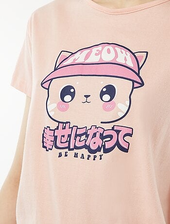 Conjunto de pijama corto short + camiseta estampada - 2 piezas