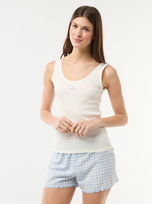 Conjunto de pijama corto vichy - 2 piezas - Kiabi