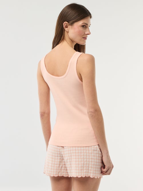 Conjunto de pijama corto vichy - 2 piezas - Kiabi