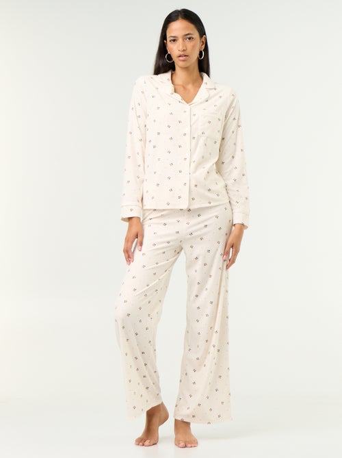 Conjunto de pijama de 2 piezas - Camisero + pantalón - Kiabi Conjunto de pijama de 2 piezas - Camisero + pantalón - Kiabi