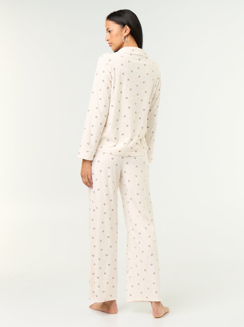 Conjunto de pijama de 2 piezas - Camisero + pantalón Blanco - Kiabi