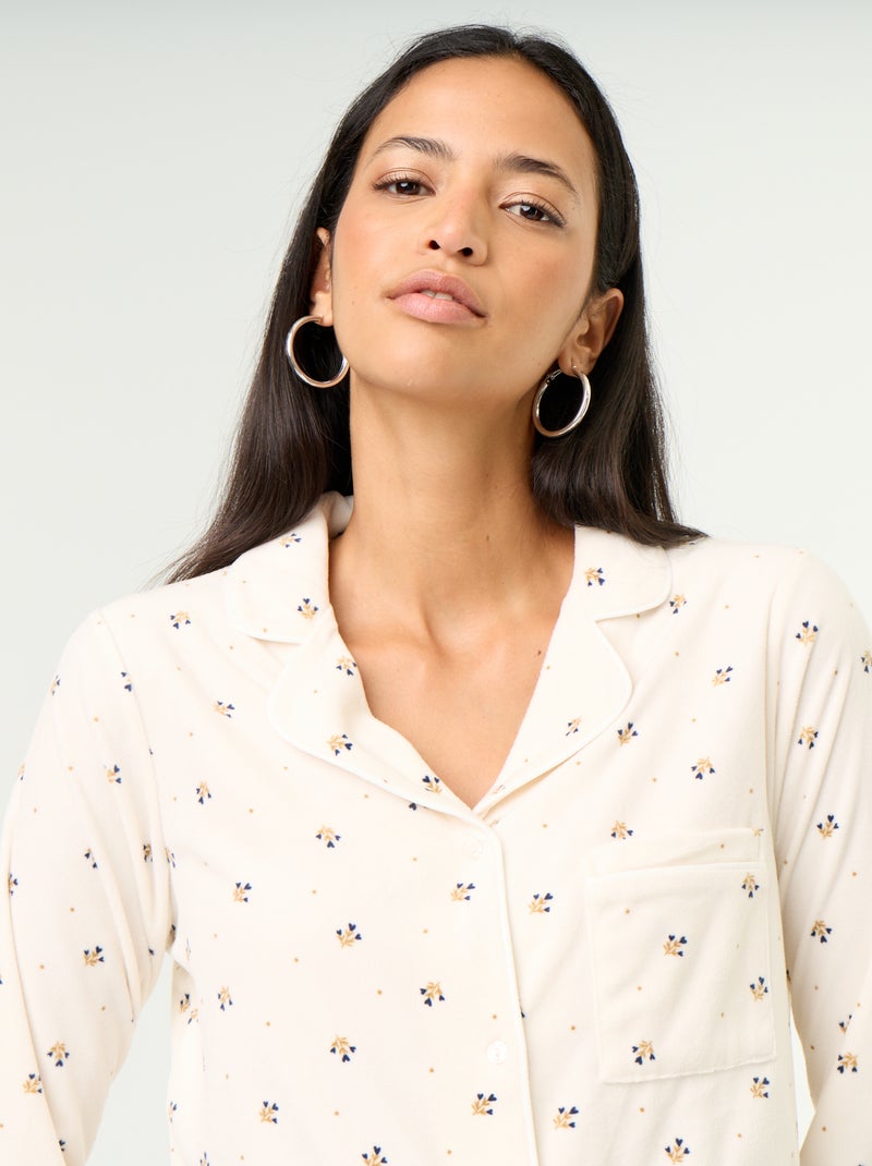 Conjunto de pijama de 2 piezas - Camisero + pantalón Blanco - Kiabi