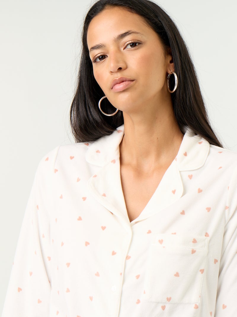 Conjunto de pijama de 2 piezas - Camisero + pantalón Blanco - Kiabi