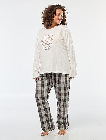 Conjunto de pijama de 2 piezas camiseta + pantalón a cuadros - 2 piezas
