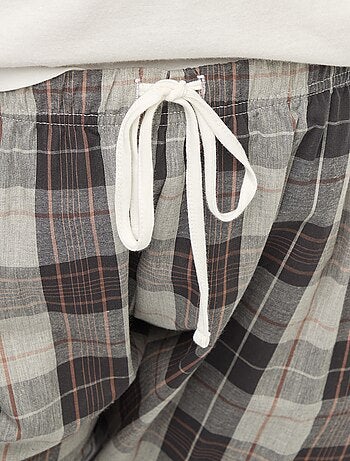 Conjunto de pijama de 2 piezas camiseta + pantalón a cuadros - 2 piezas