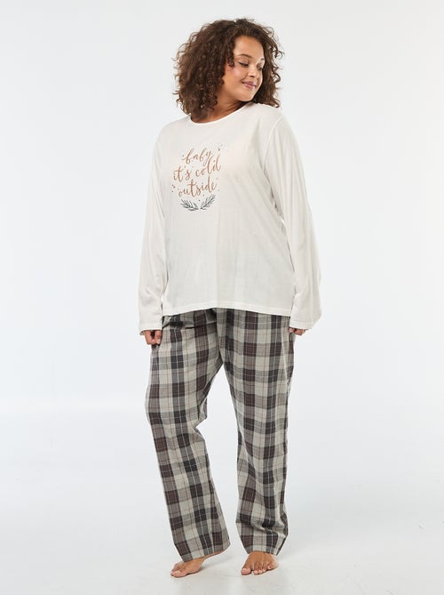 Conjunto de pijama de 2 piezas camiseta + pantalón a cuadros - 2 piezas - Kiabi