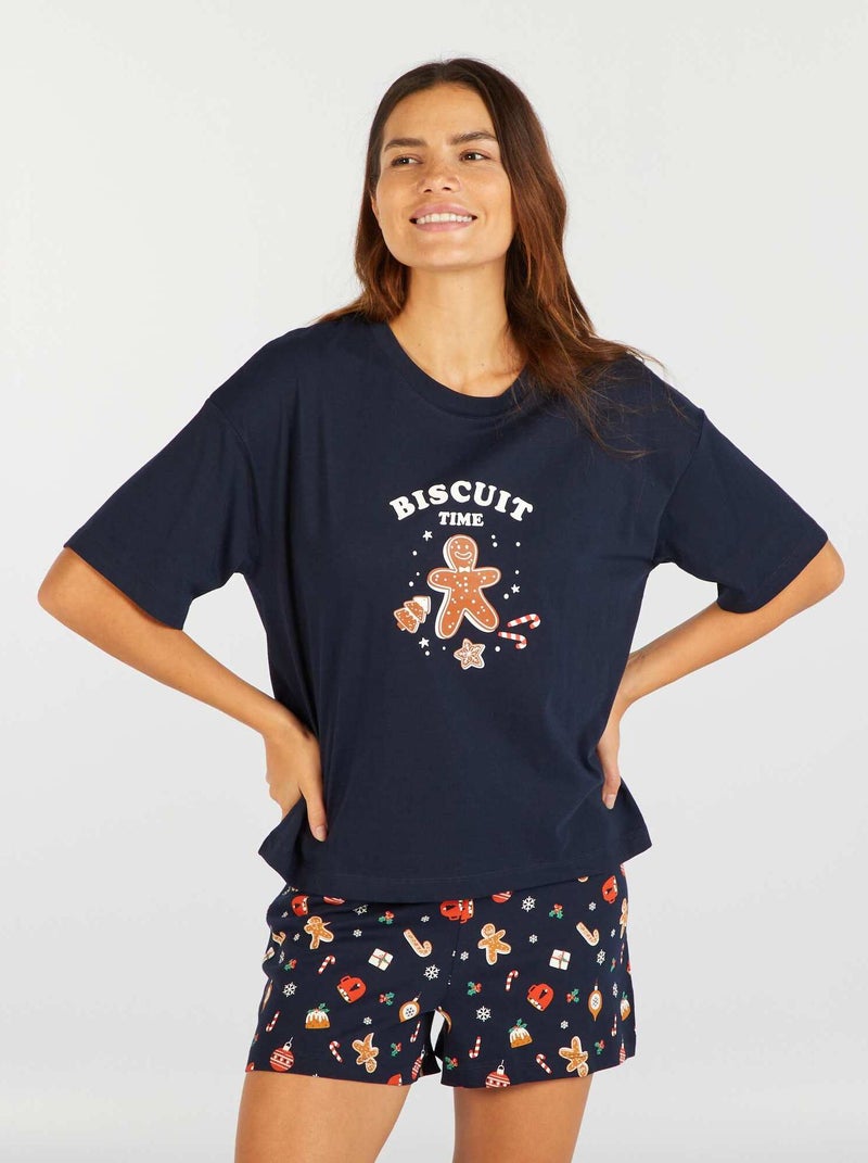 Conjunto de pijama de 2 piezas: camiseta + short AZUL - Kiabi