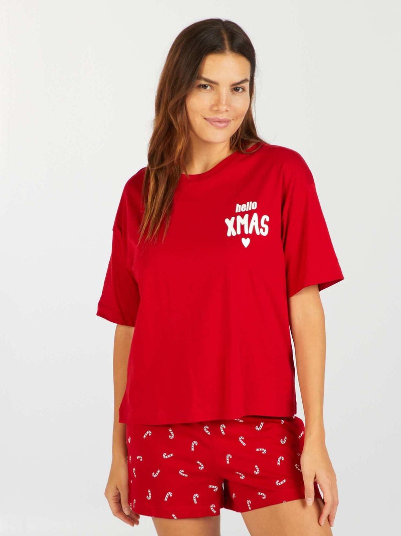 Conjunto de pijama de 2 piezas: camiseta + short ROJO - Kiabi
