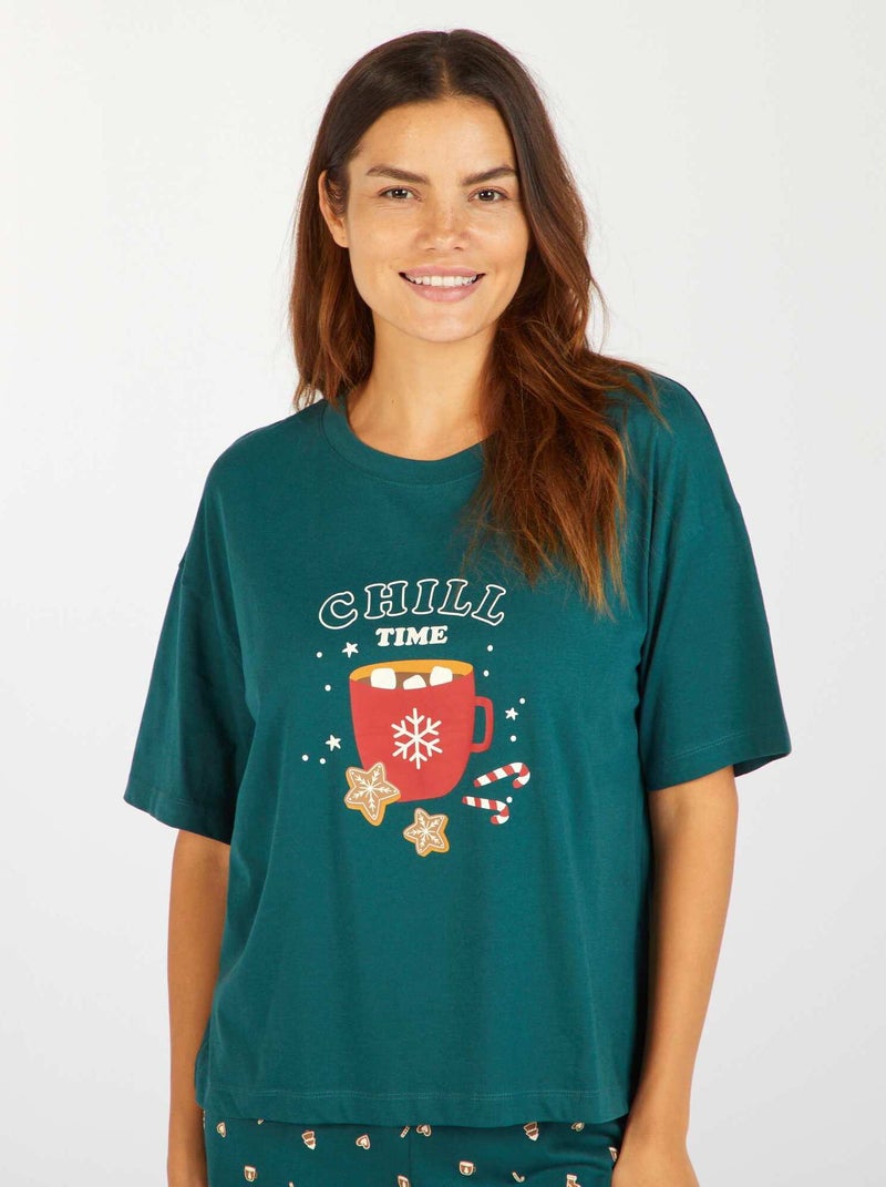 Conjunto de pijama de 2 piezas: camiseta + short VERDE - Kiabi