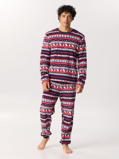 Conjunto de pijama de 2 piezas de tejido polar con estampado jacquard de Navidad - Kiabi