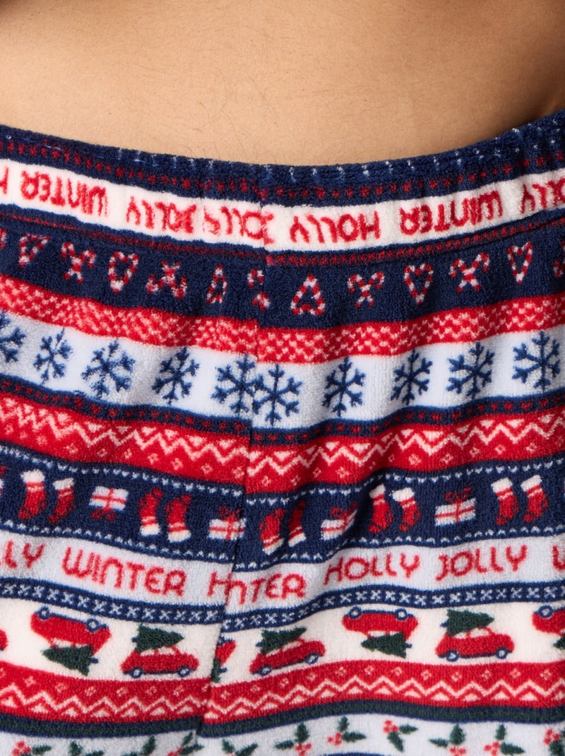 Conjunto de pijama de 2 piezas de tejido polar con estampado jacquard de Navidad Azul - Kiabi