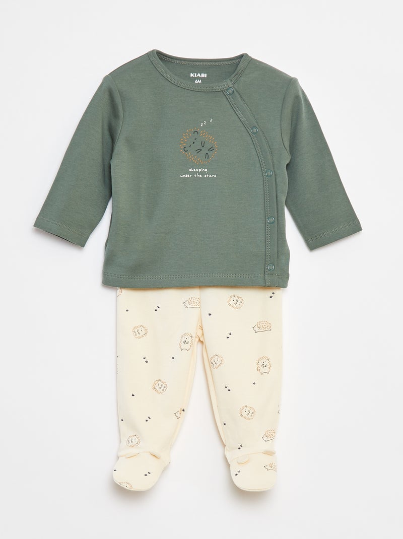 Conjunto de pijama de algodón - 2 piezas Blanco - Kiabi