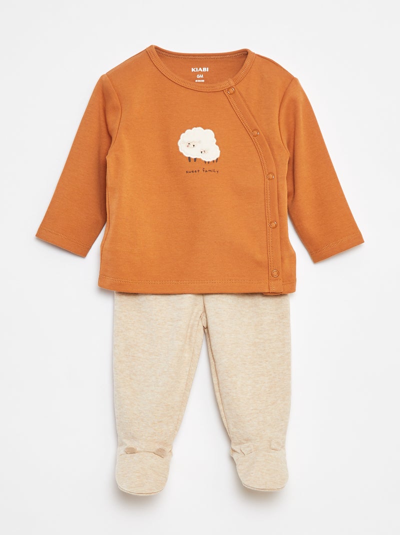 Conjunto de pijama de algodón - 2 piezas Naranja - Kiabi