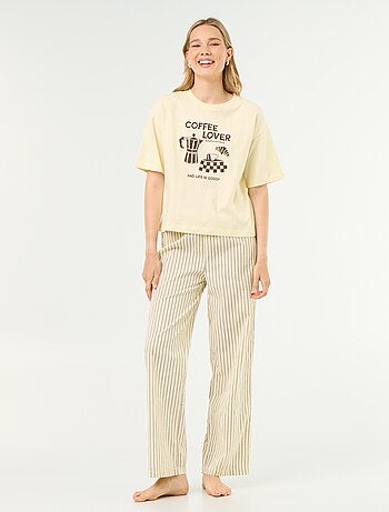 Conjunto de pijama de algodón - Camiseta + pantalón