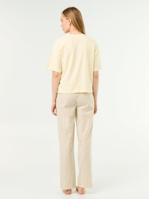 Conjunto de pijama de algodón - Camiseta + pantalón - Kiabi
