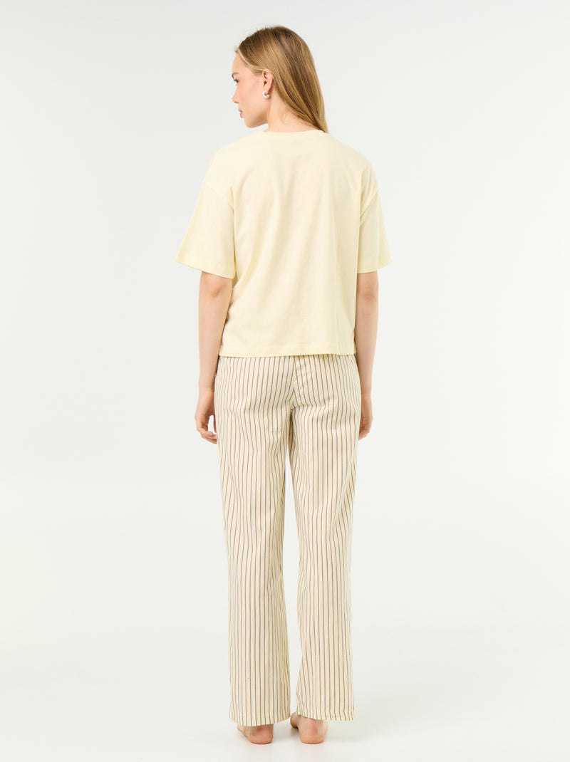 Conjunto de pijama de algodón - Camiseta + pantalón Amarillo - Kiabi