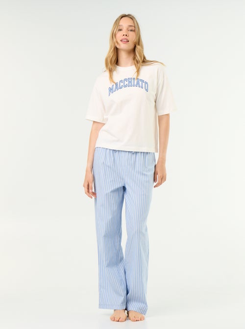Conjunto de pijama de algodón - Camiseta + pantalón - Kiabi Conjunto de pijama de algodón - Camiseta + pantalón - Kiabi