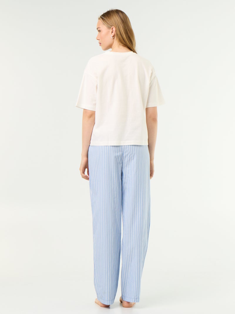Conjunto de pijama de algodón - Camiseta + pantalón Azul - Kiabi
