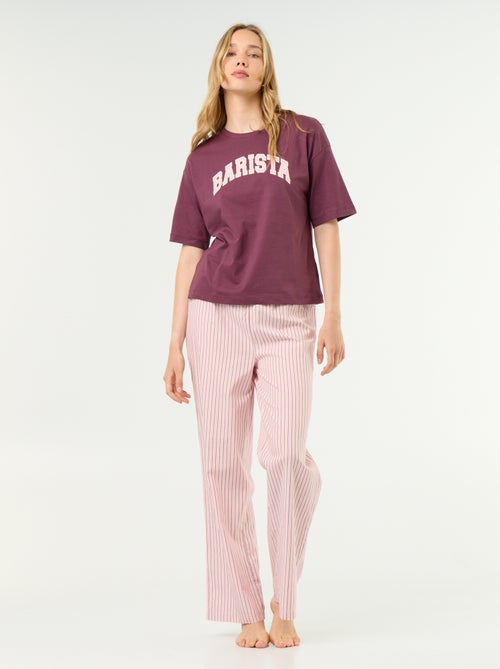 Conjunto de pijama de algodón - Camiseta + pantalón - Kiabi Conjunto de pijama de algodón - Camiseta + pantalón - Kiabi