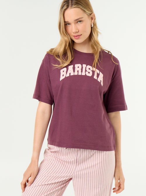 Conjunto de pijama de algodón - Camiseta + pantalón - Kiabi Conjunto de pijama de algodón - Camiseta + pantalón - Kiabi