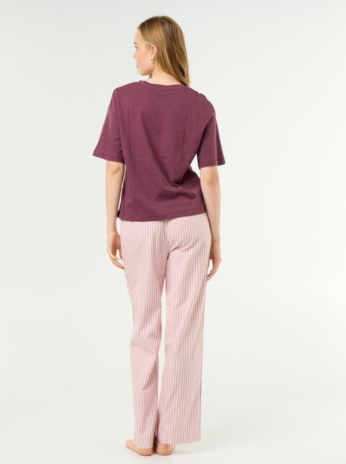 Conjunto de pijama de algodón - Camiseta + pantalón - Kiabi Conjunto de pijama de algodón - Camiseta + pantalón - Kiabi